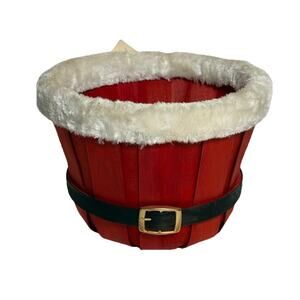 Santa Suit Belt Bucket Decor 7" x 9" 4 Kids Company Faux Fur Trim